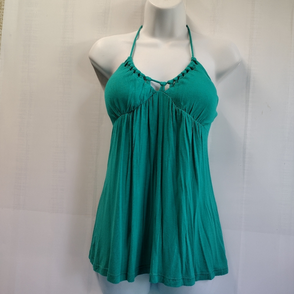 De Colores Halter Tie Back Top Green Emerald Size S